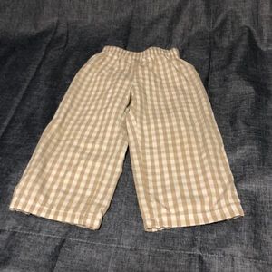 Tan and white Gingham lined pants